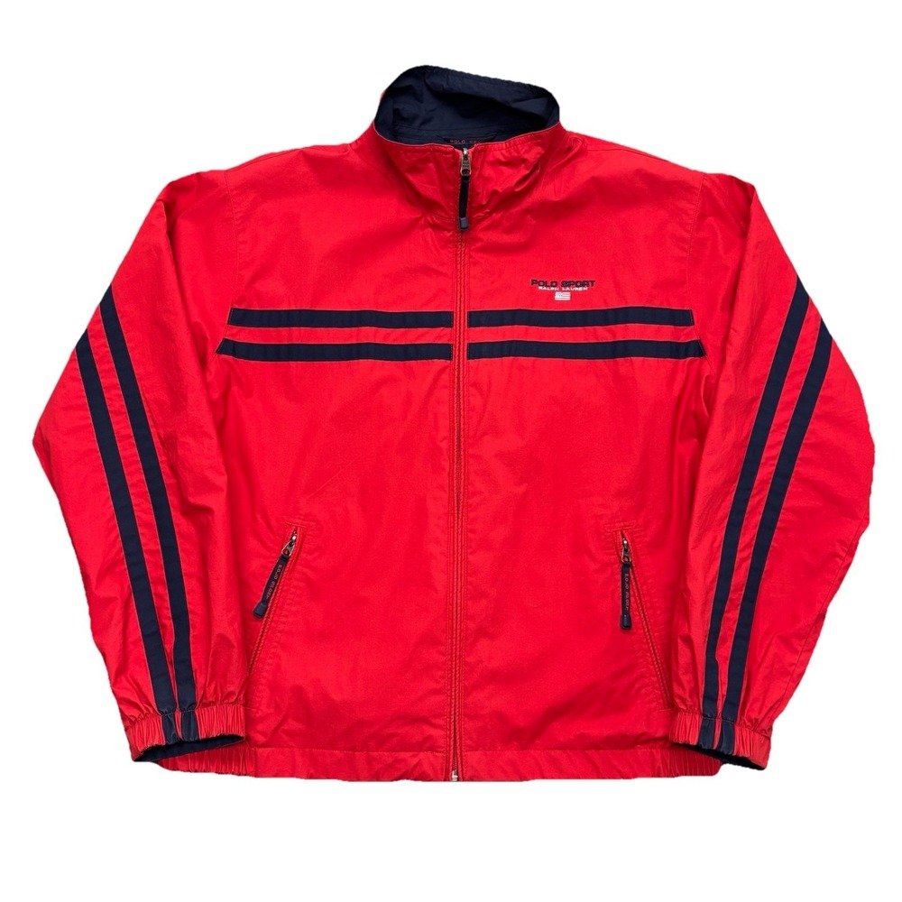 Vintage Y2K Polo Sport Ralph Lauren Reversible Jacket Size XL Red Navy‎ Blue